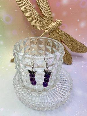Boucles d’oreilles en améthyste naturelle avec pampille libellule argentée – bijou de sérénité et d’équilibre signé LiluBelle