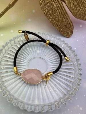 Bracelet cordon en quartz rose et libellule – bijou de tendresse et d’amour signé LiluBelle
