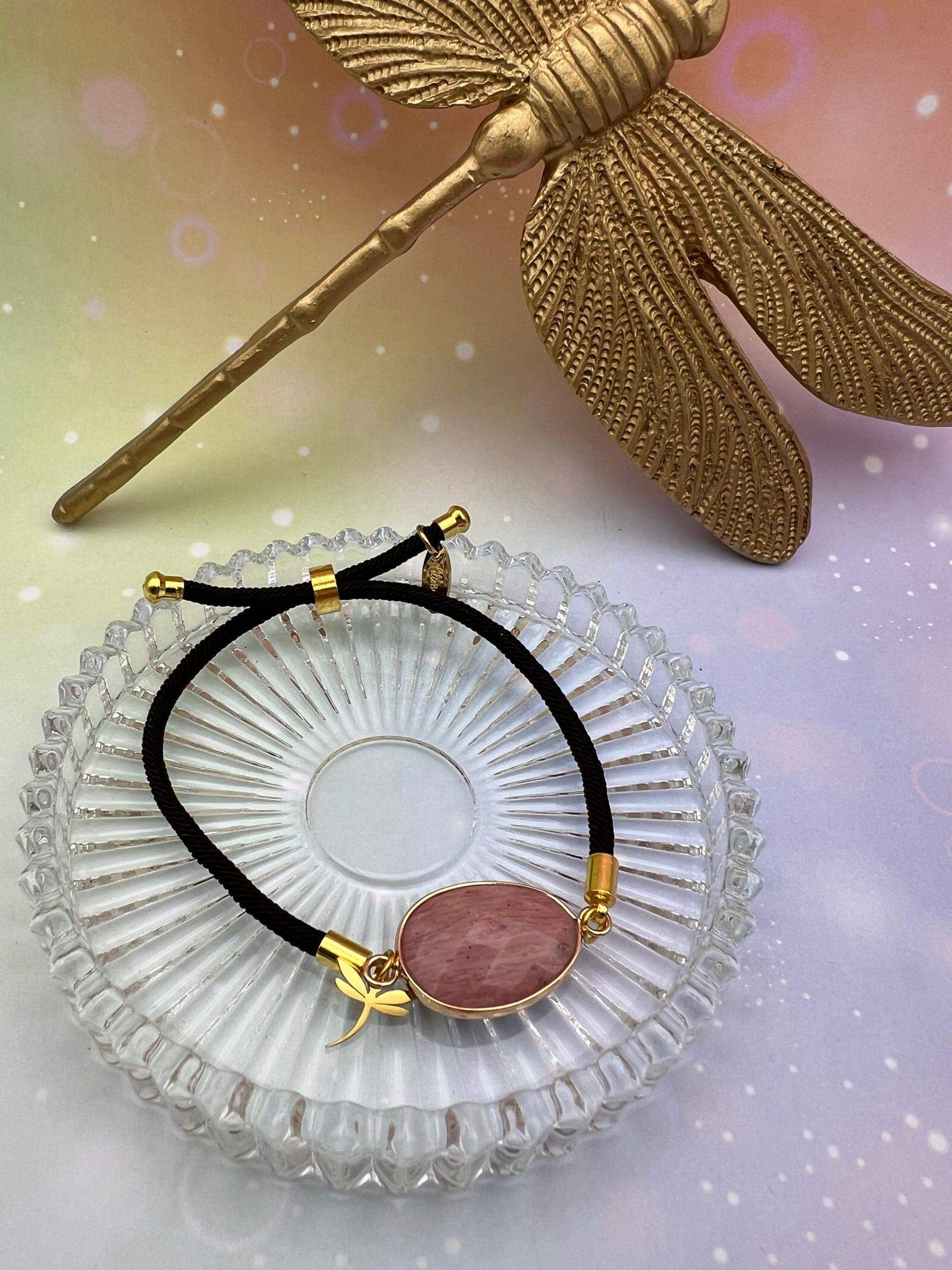 Bracelet cordon en rhodonite – bijou de guérison du cœur et d’amour bienveillant signé LiluBelle